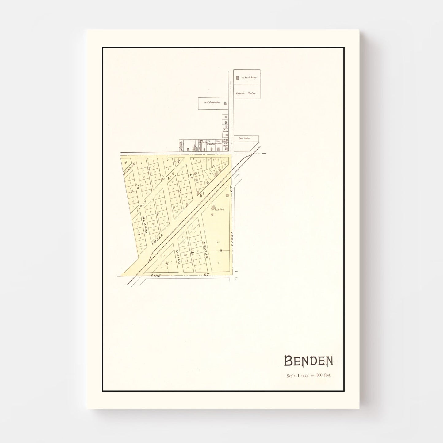 Vintage Map of Benden, Michigan, 1901