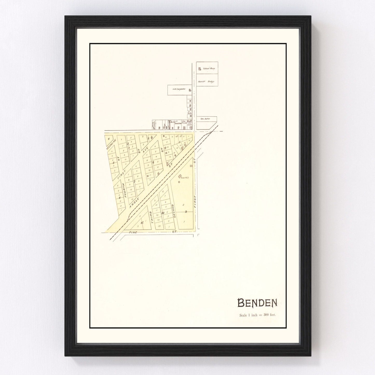 Vintage map of Benden, Michigan, 1901