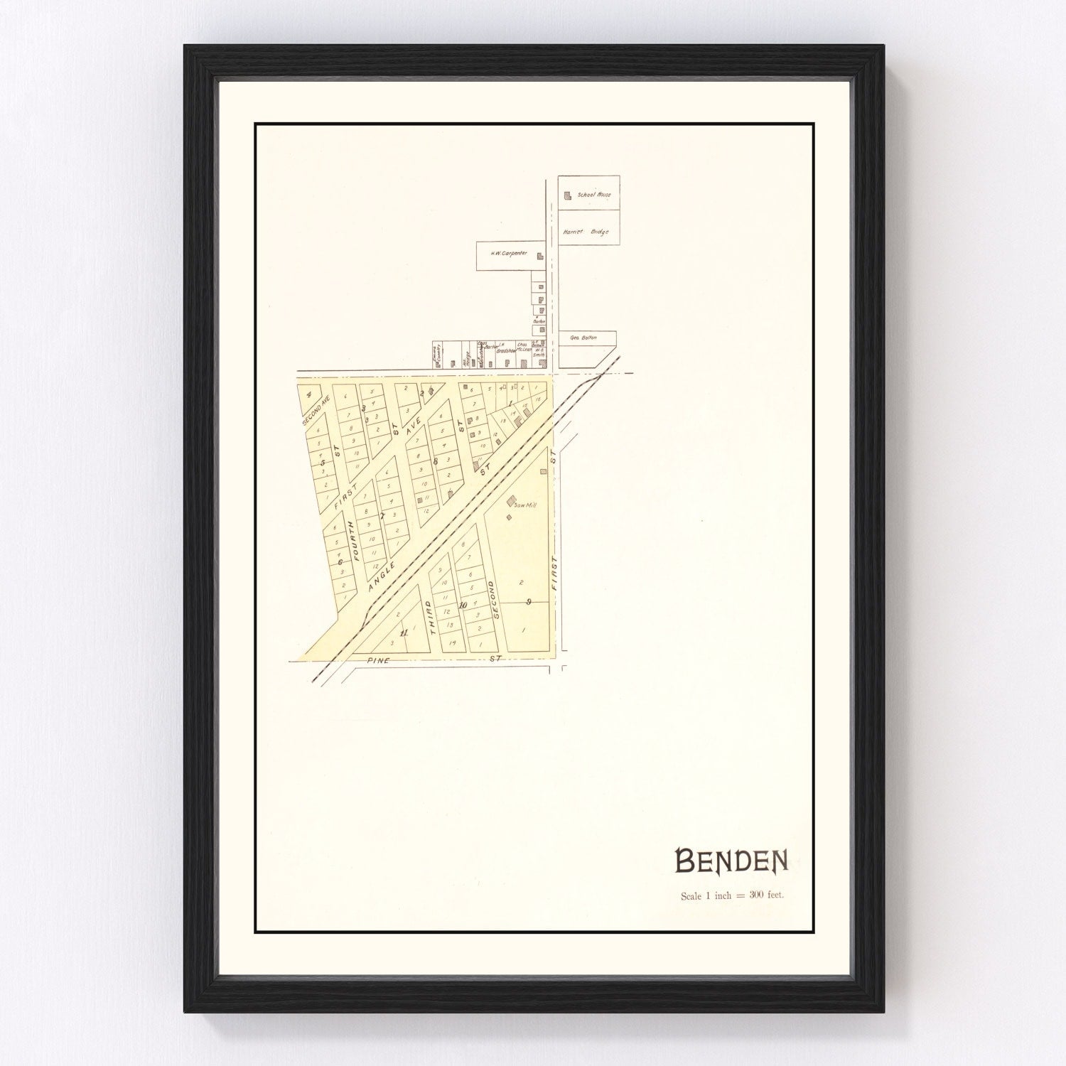 Vintage map of Benden, Michigan, 1901