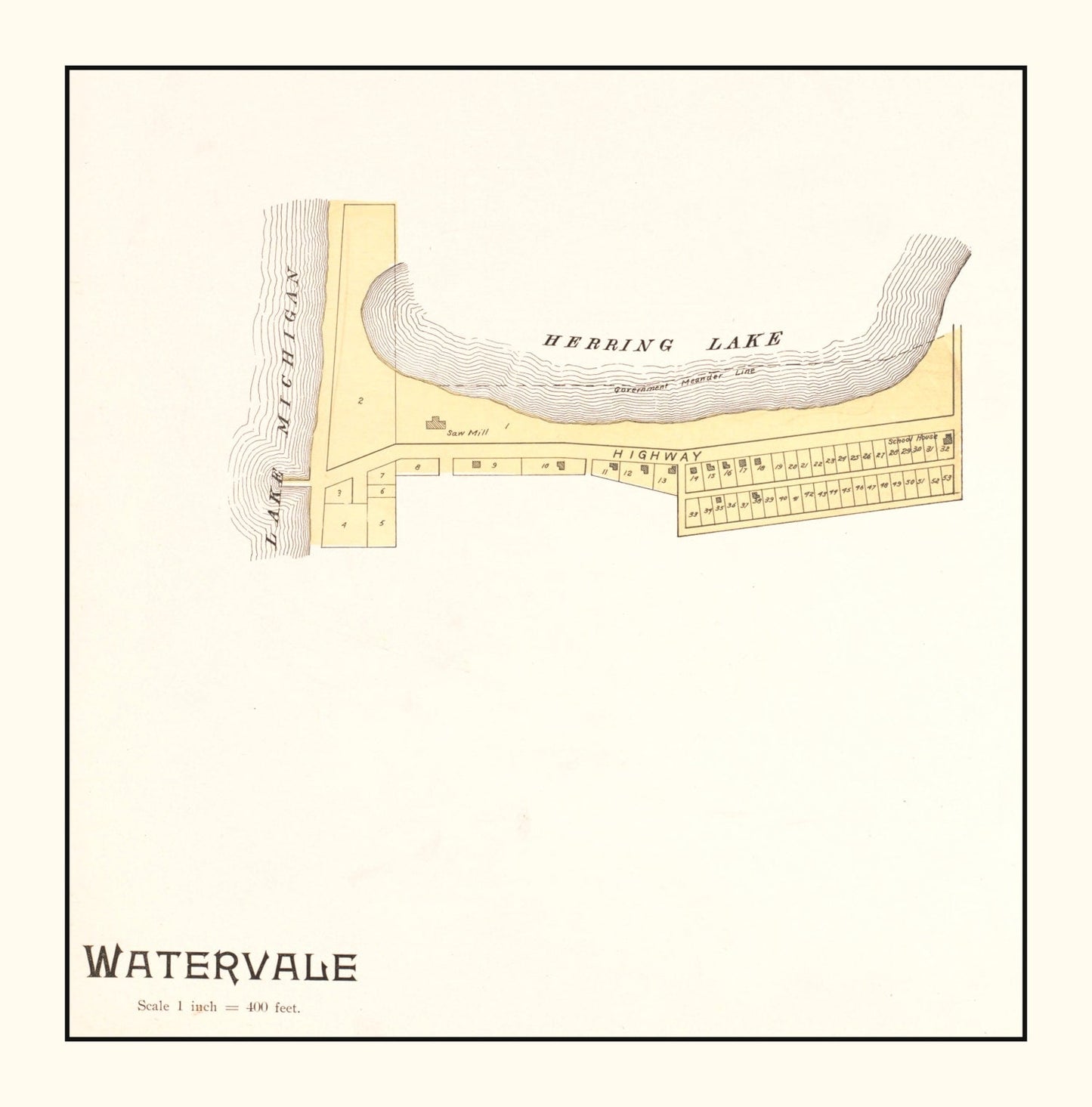 Vintage Map of Watervale, Michigan, 1901