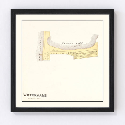 Vintage map of Watervale, Michigan, 1901, Lake Michigan shore Benzie County resort