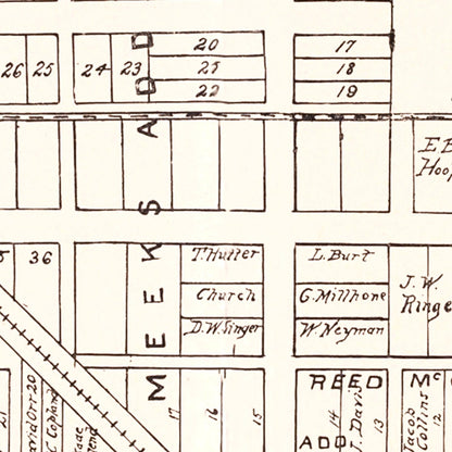 Vintage Map of Byesville, Ohio, 1902 Wall Art