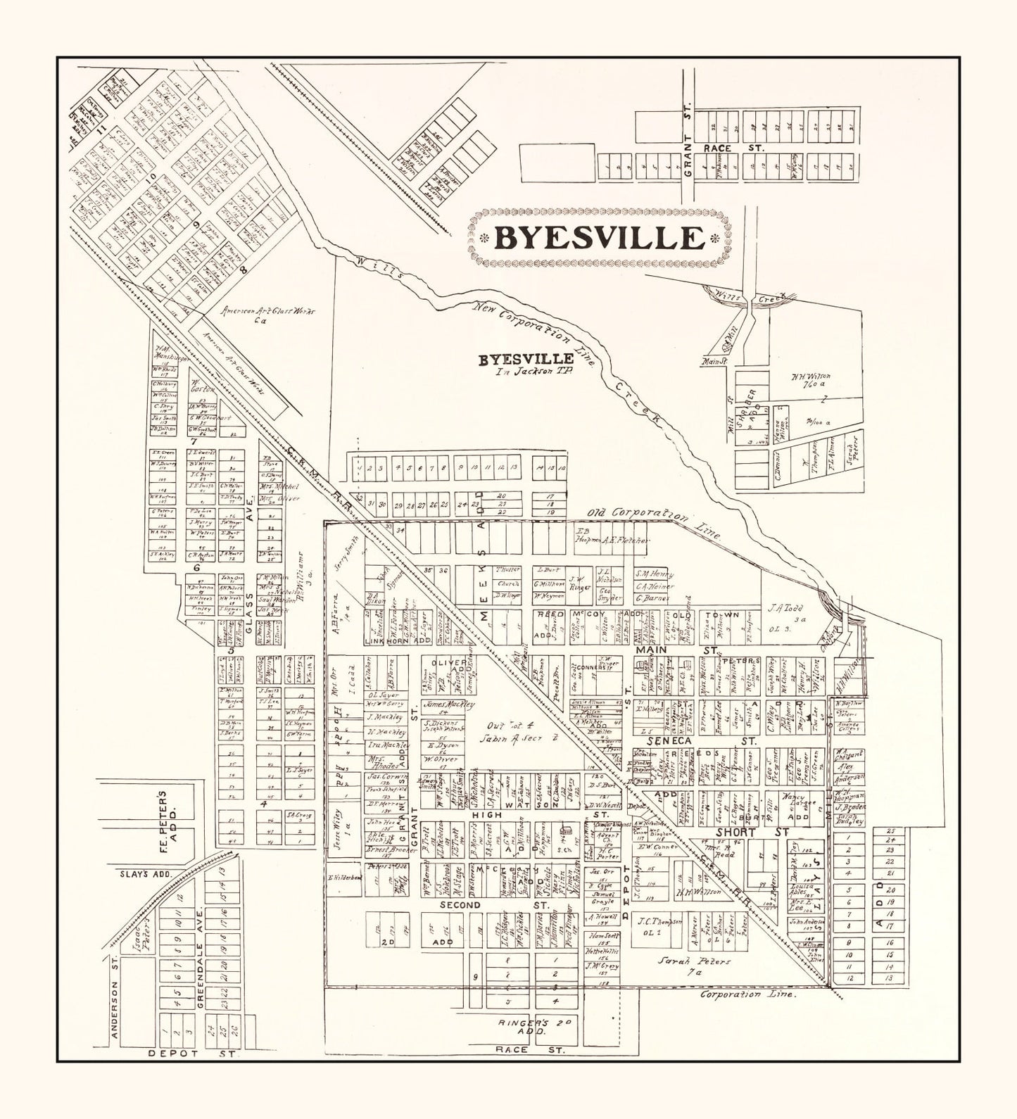 Vintage Map of Byesville, Ohio, 1902 Wall Art