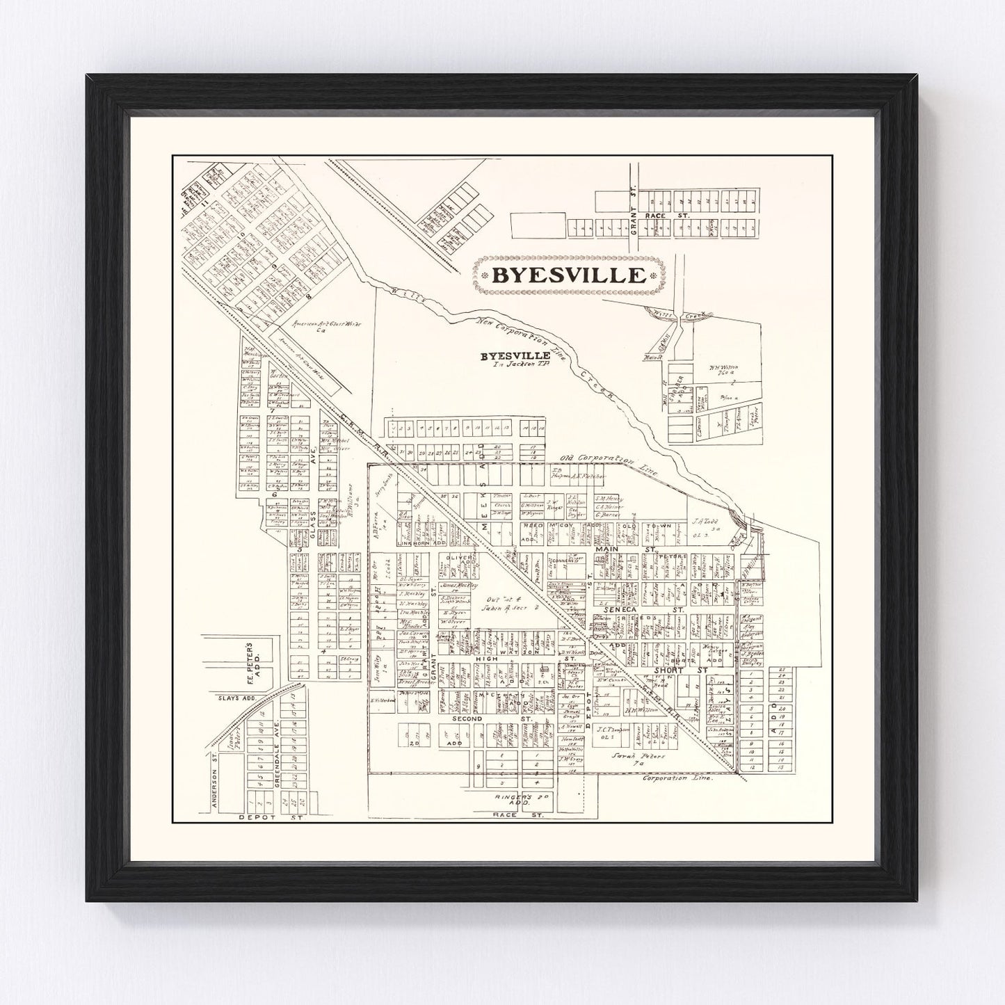 Vintage map of Byesville, Ohio, 1902, digitally restored