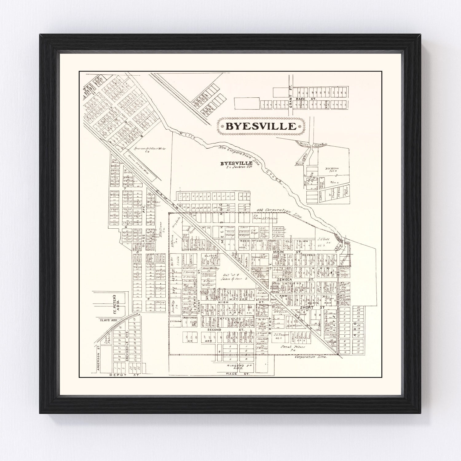 Vintage map of Byesville, Ohio, 1902, digitally restored