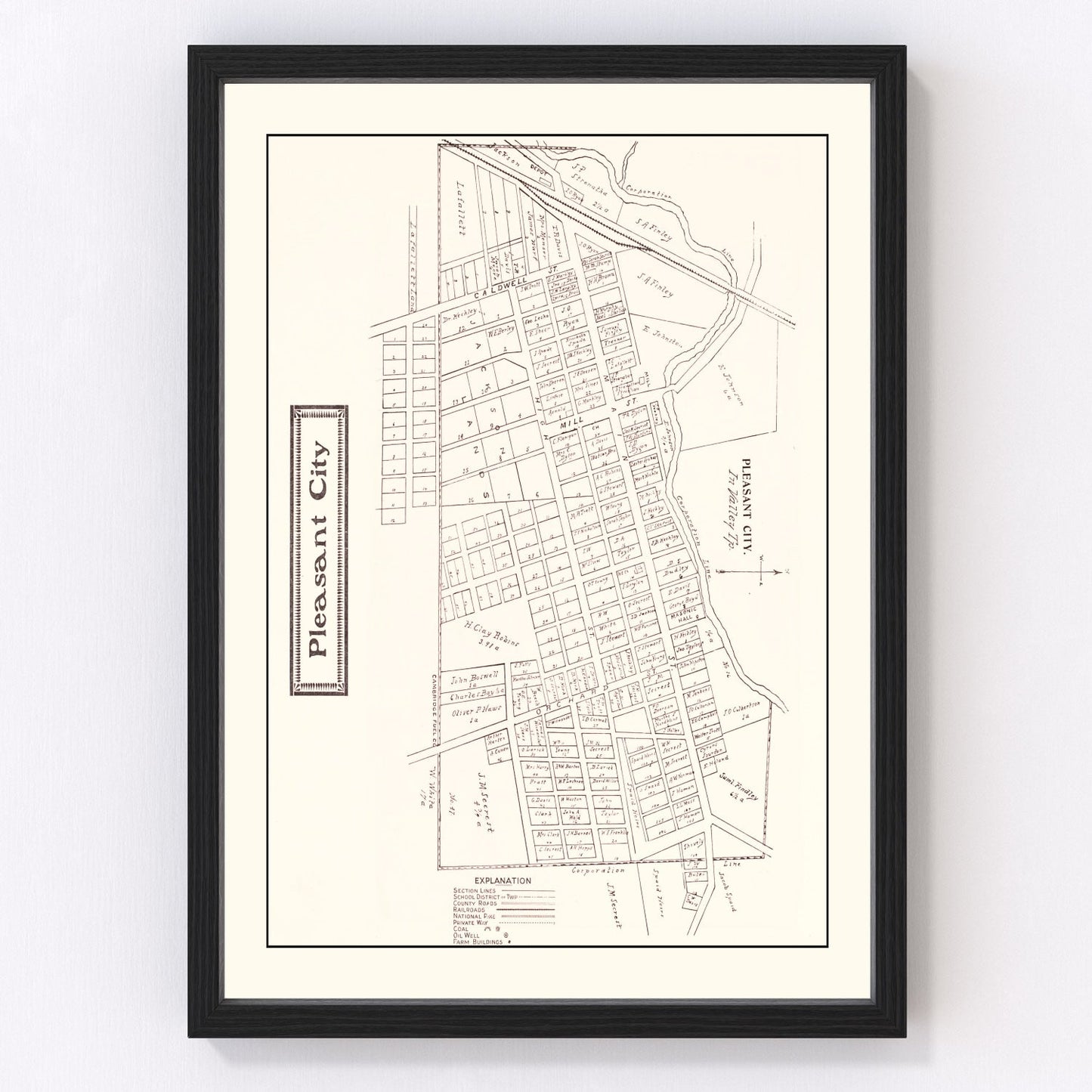 Vintage map of Pleasant, Ohio, 1902