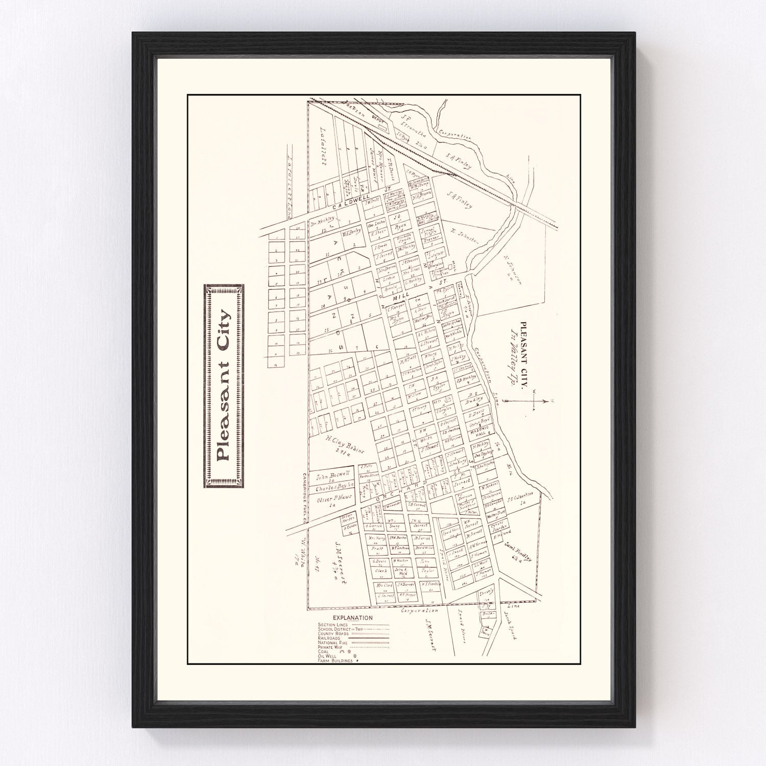 Vintage map of Pleasant, Ohio, 1902