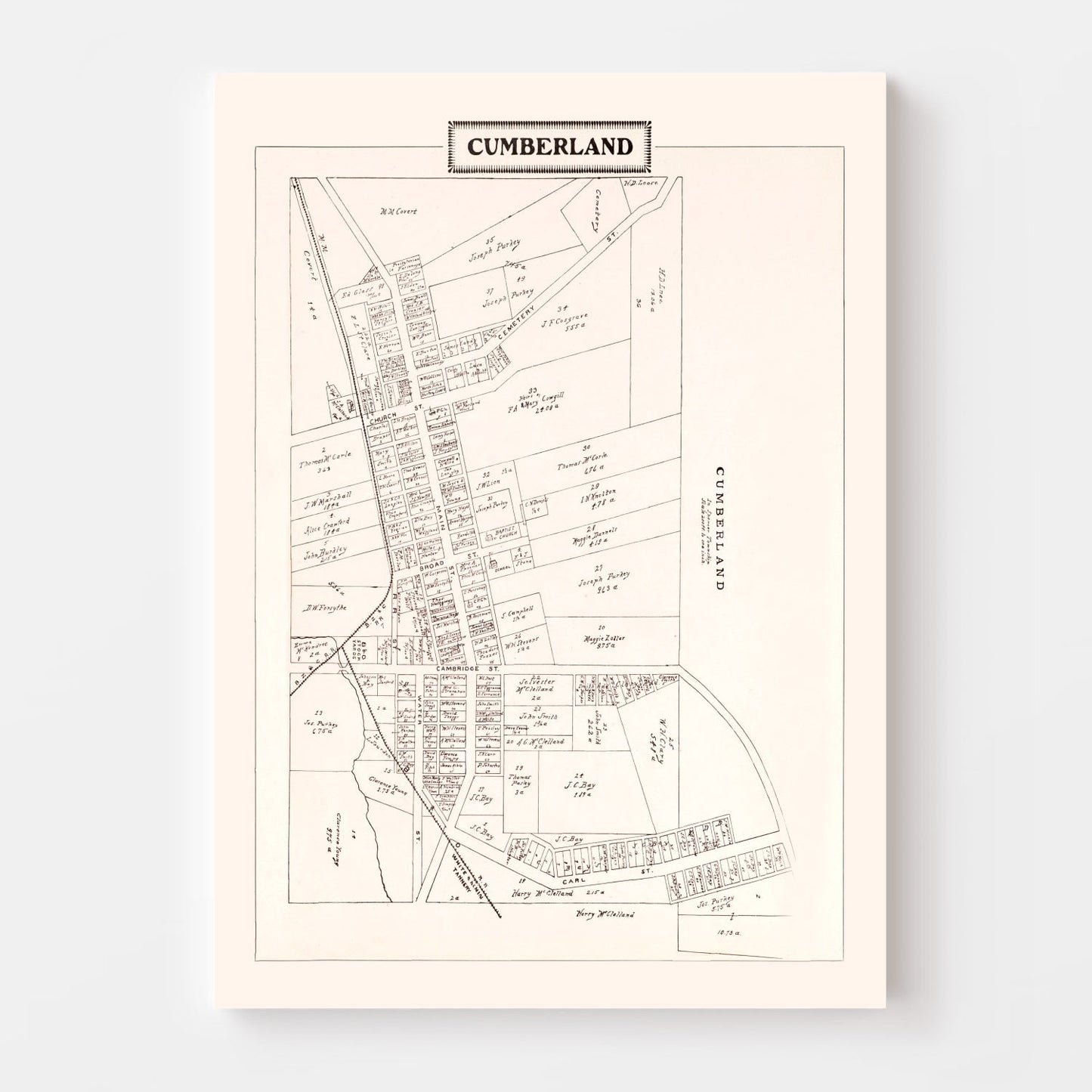 Vintage Map of Cumberland, Ohio, 1902
