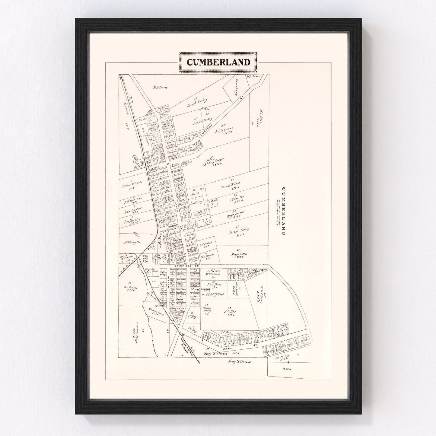 vintage map of Cumberland, Ohio, 1902