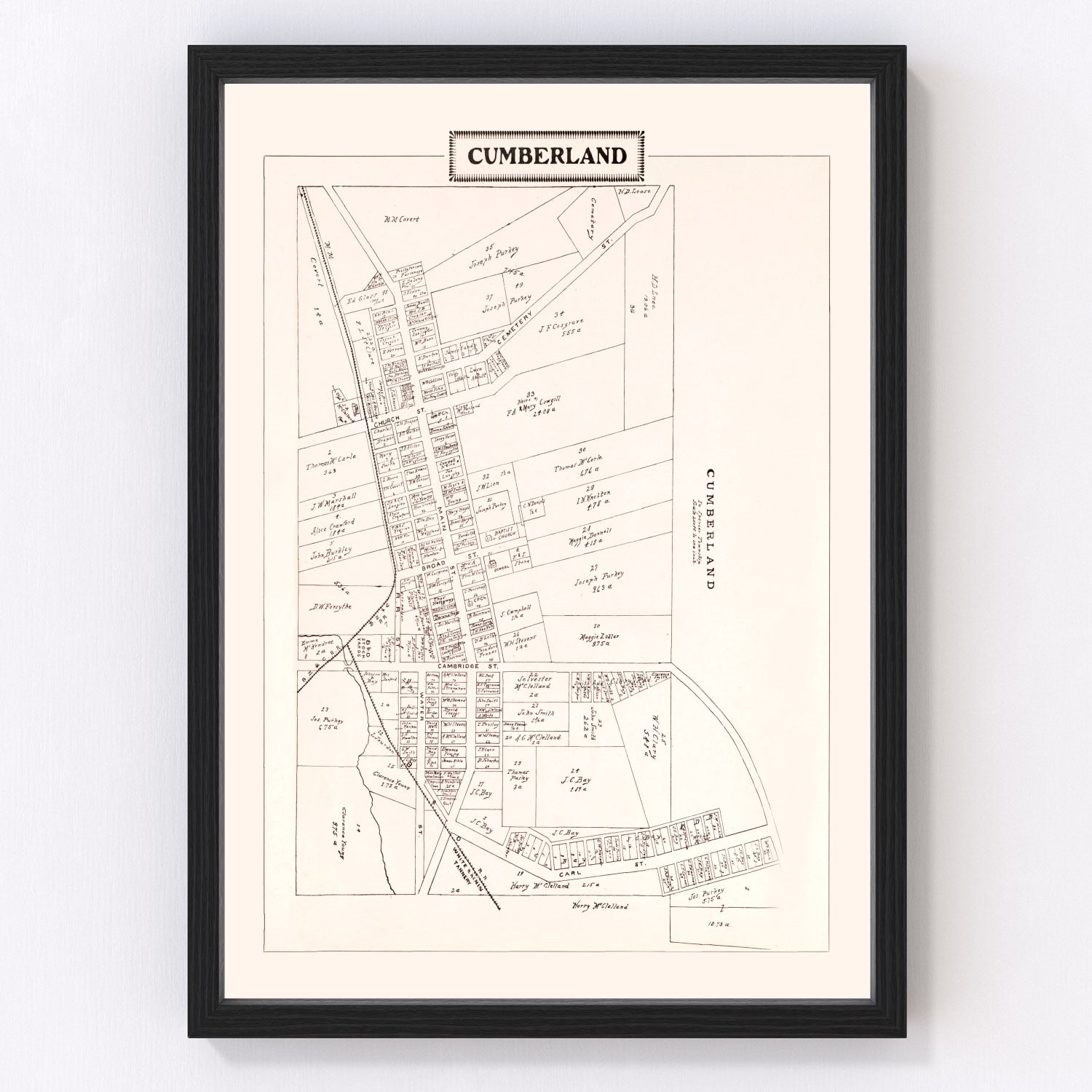 vintage map of Cumberland, Ohio, 1902