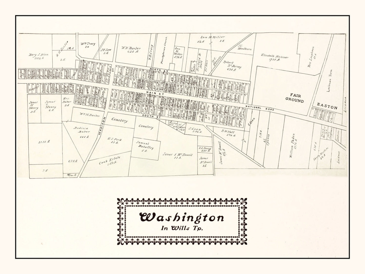 Vintage Map of Washington, Ohio, 1902