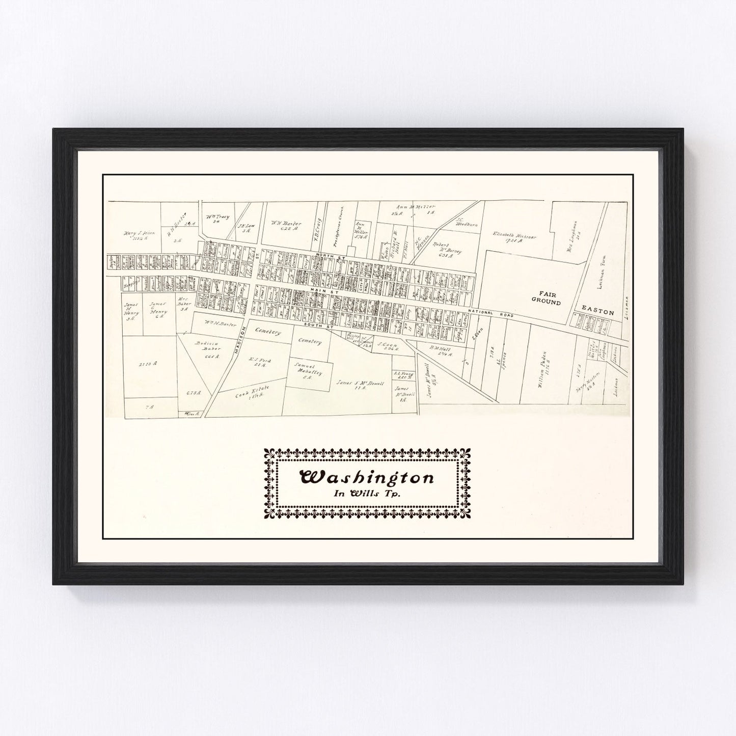 Vintage map of Washington, Guernsey County, Ohio, 1902, digitally restored