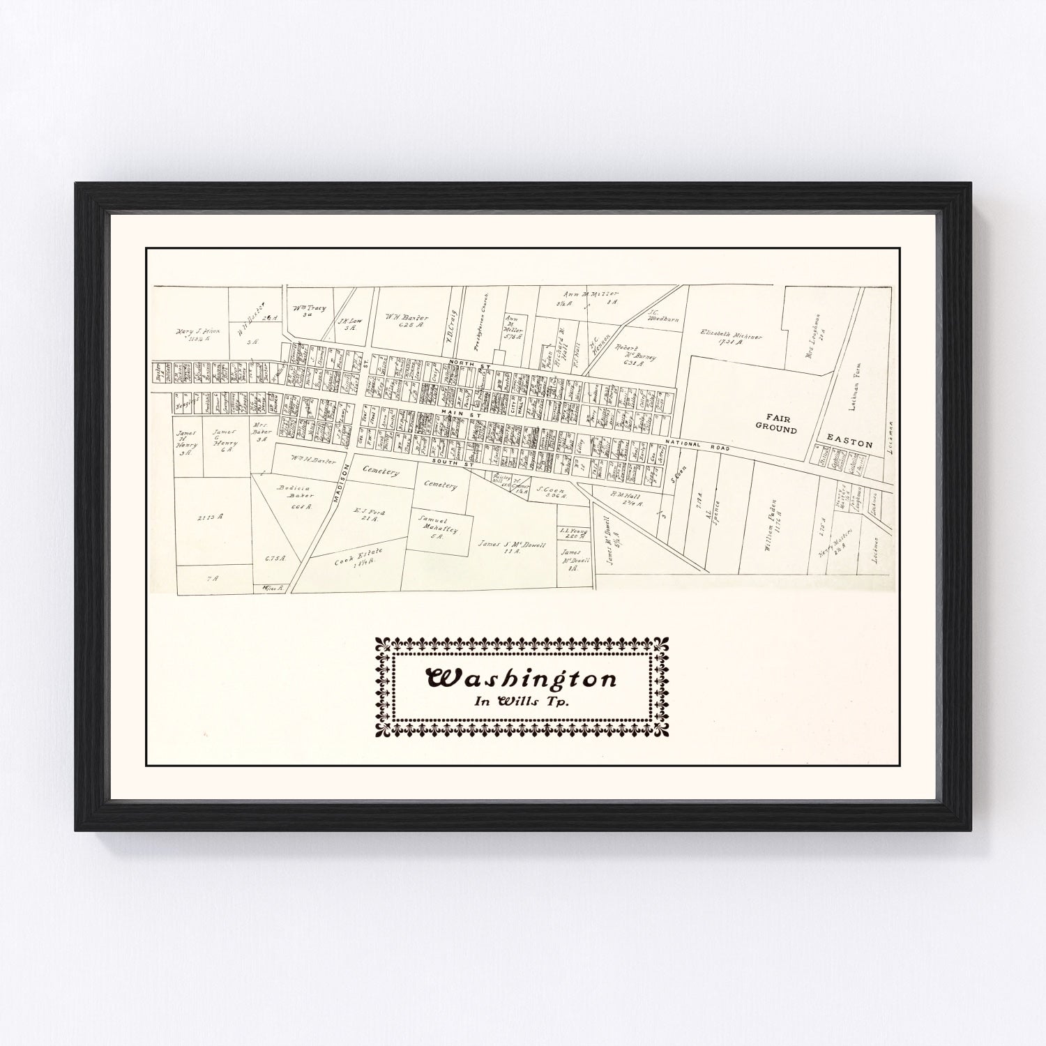 Vintage map of Washington, Guernsey County, Ohio, 1902, digitally restored