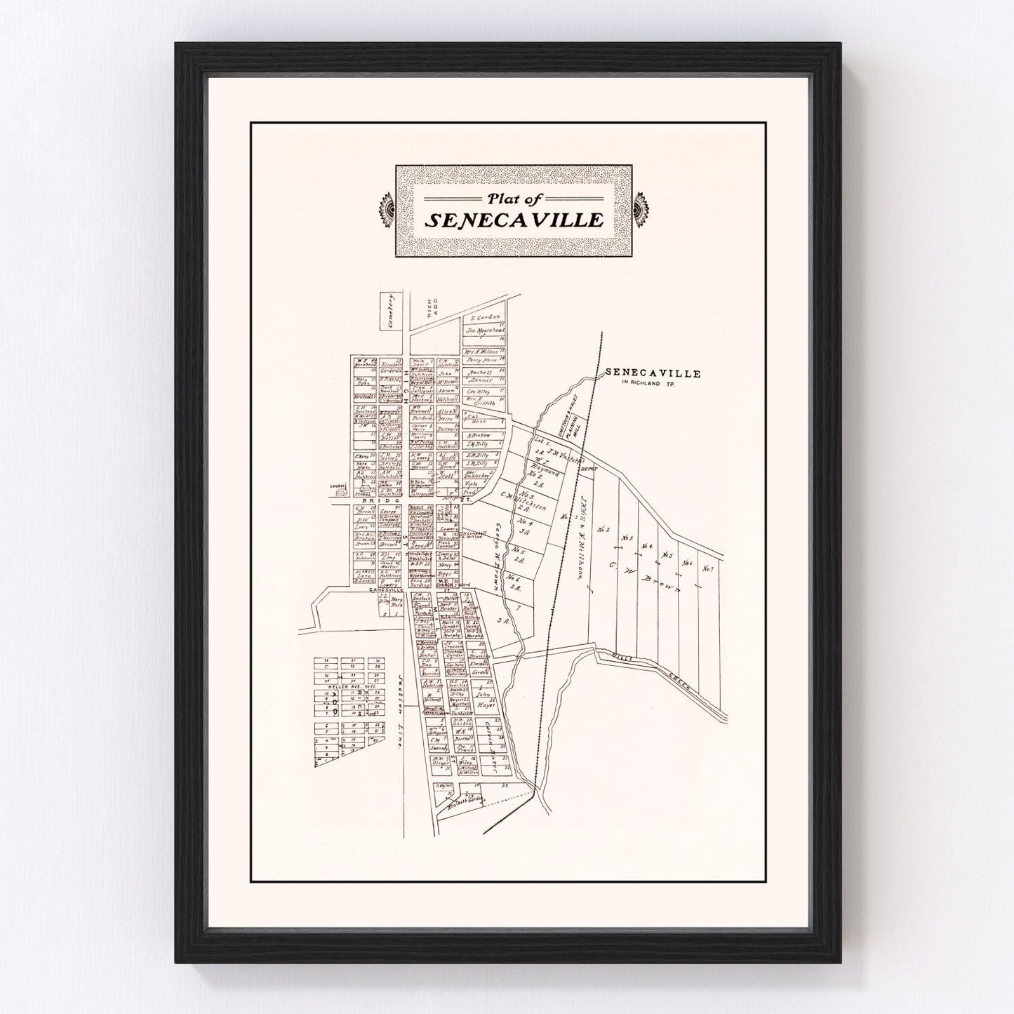 vintage map of Senecaville, Ohio, 1902