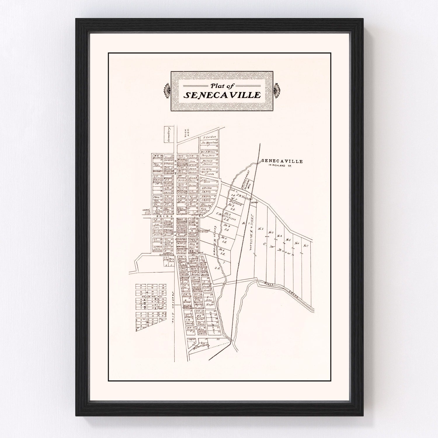 vintage map of Senecaville, Ohio, 1902