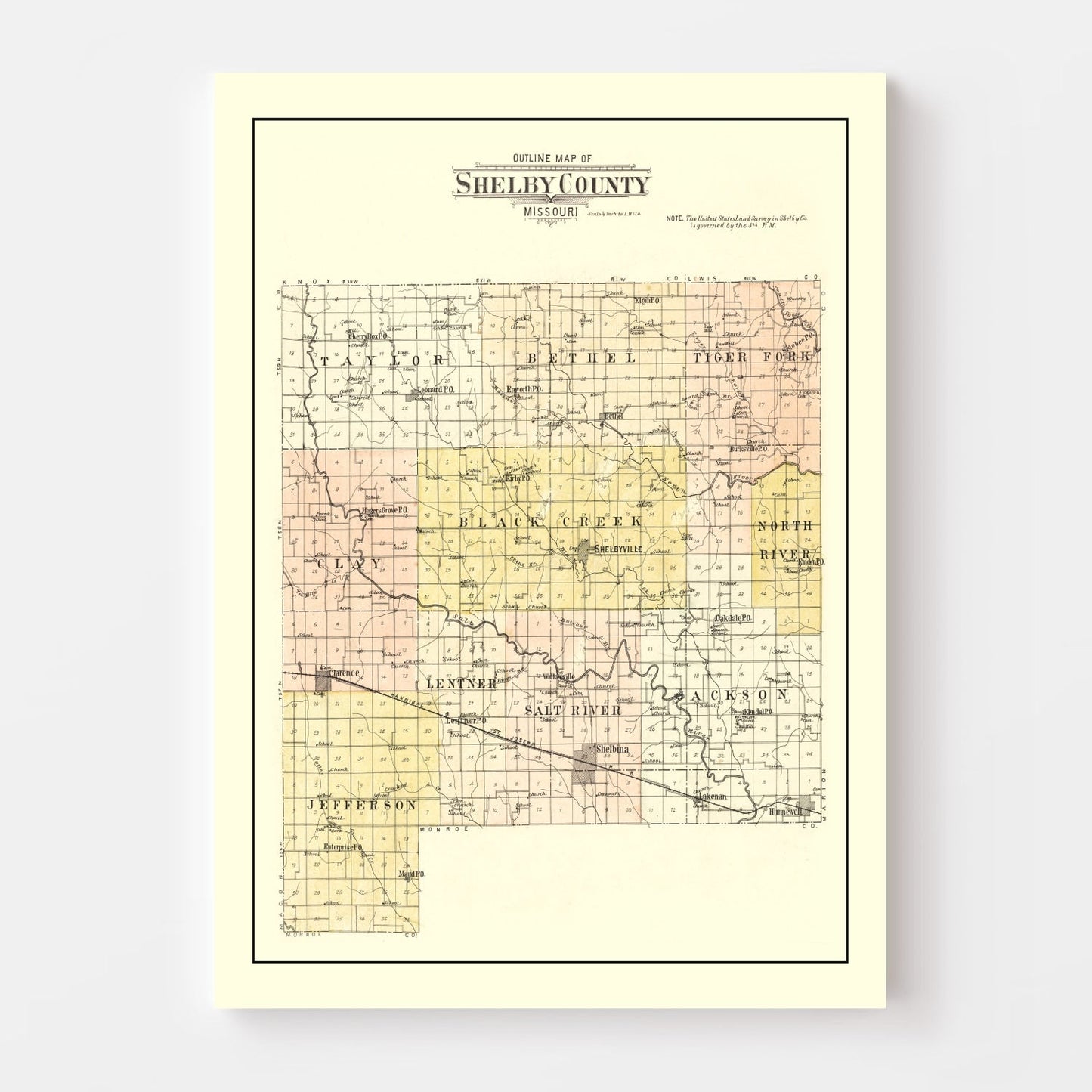 Vintage Map of Shelby County, Missouri, 1902