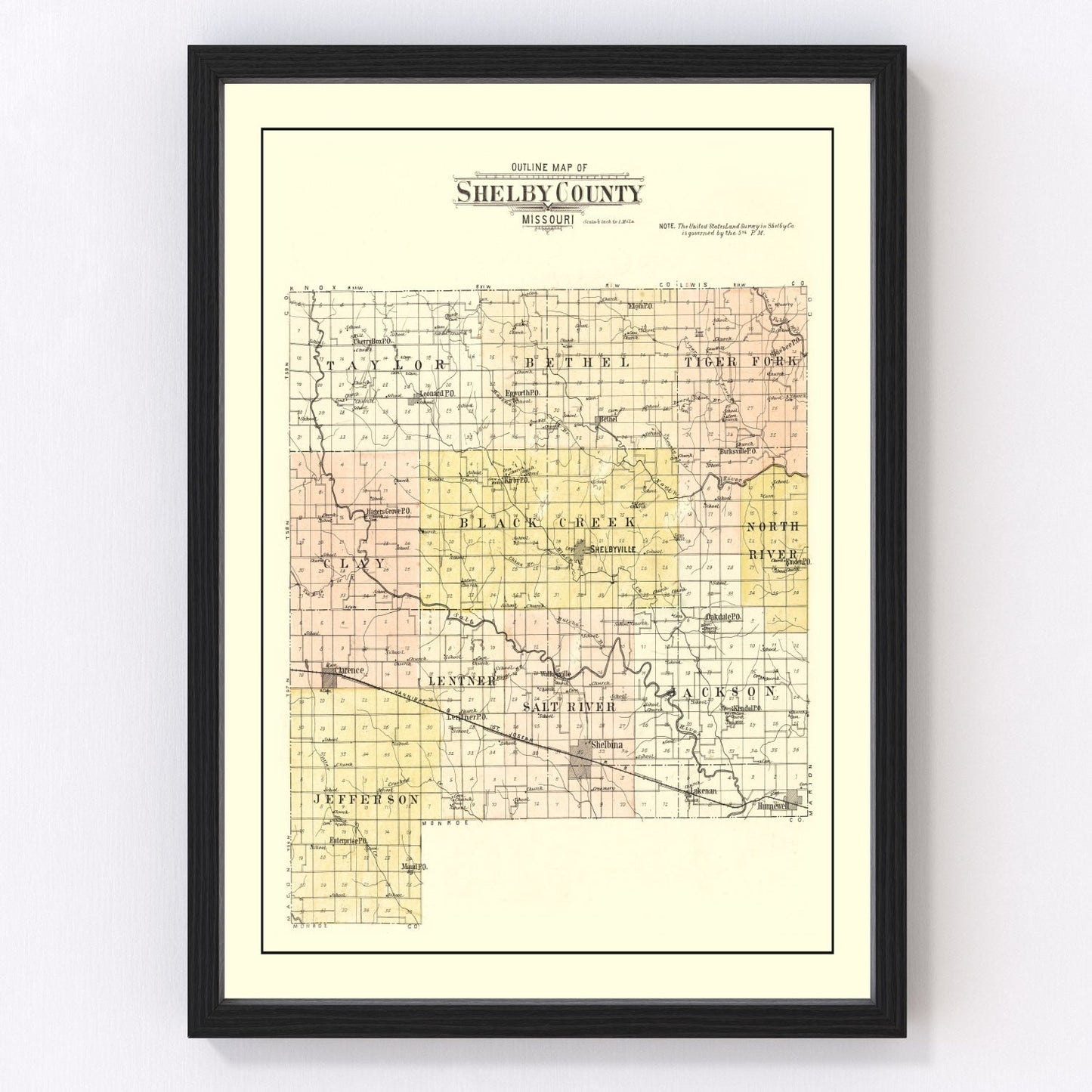 vintage map of Shelby County, Missouri, 1902