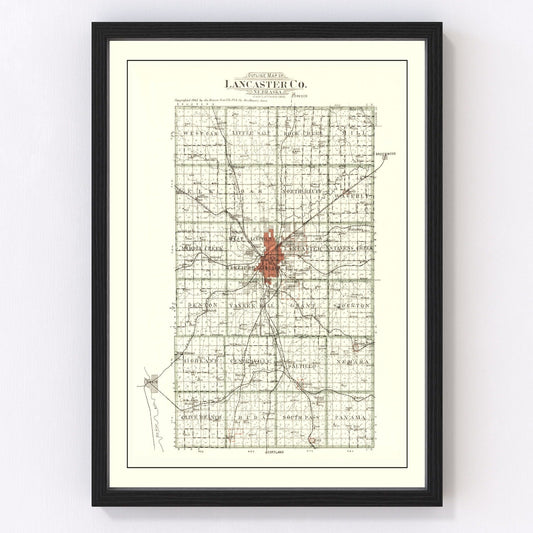 Vintage map of Lancaster County, Nebraska, 1903