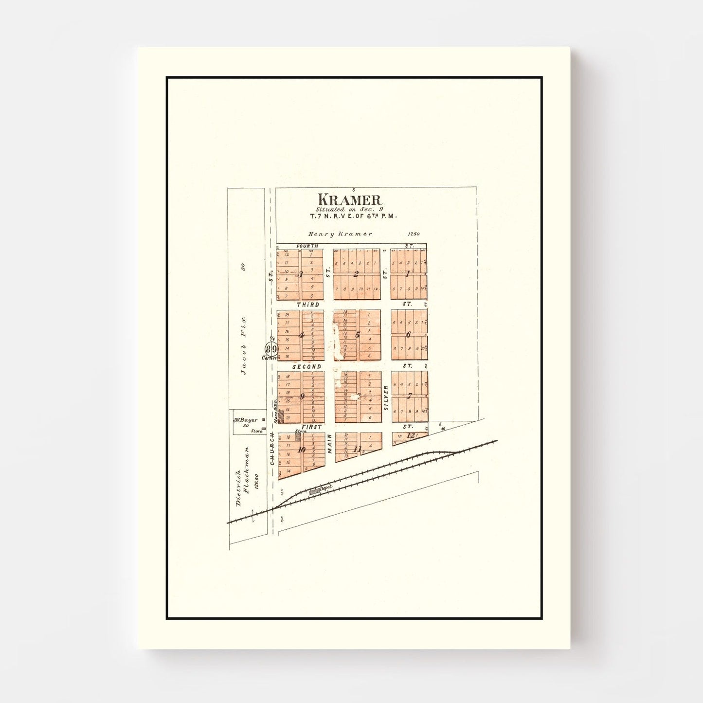 Vintage Map of Kramer, Nebraska, 1903