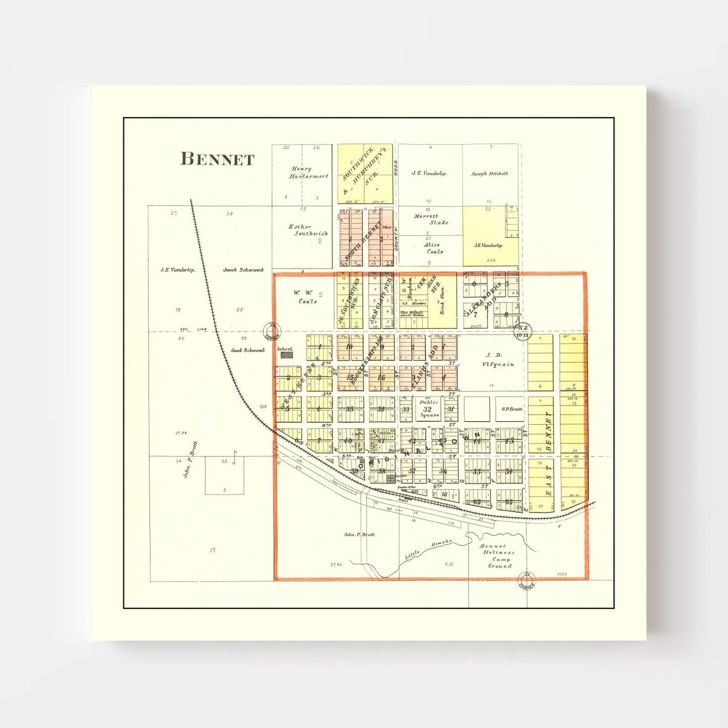 Vintage Map of Bennet, Nebraska, 1903