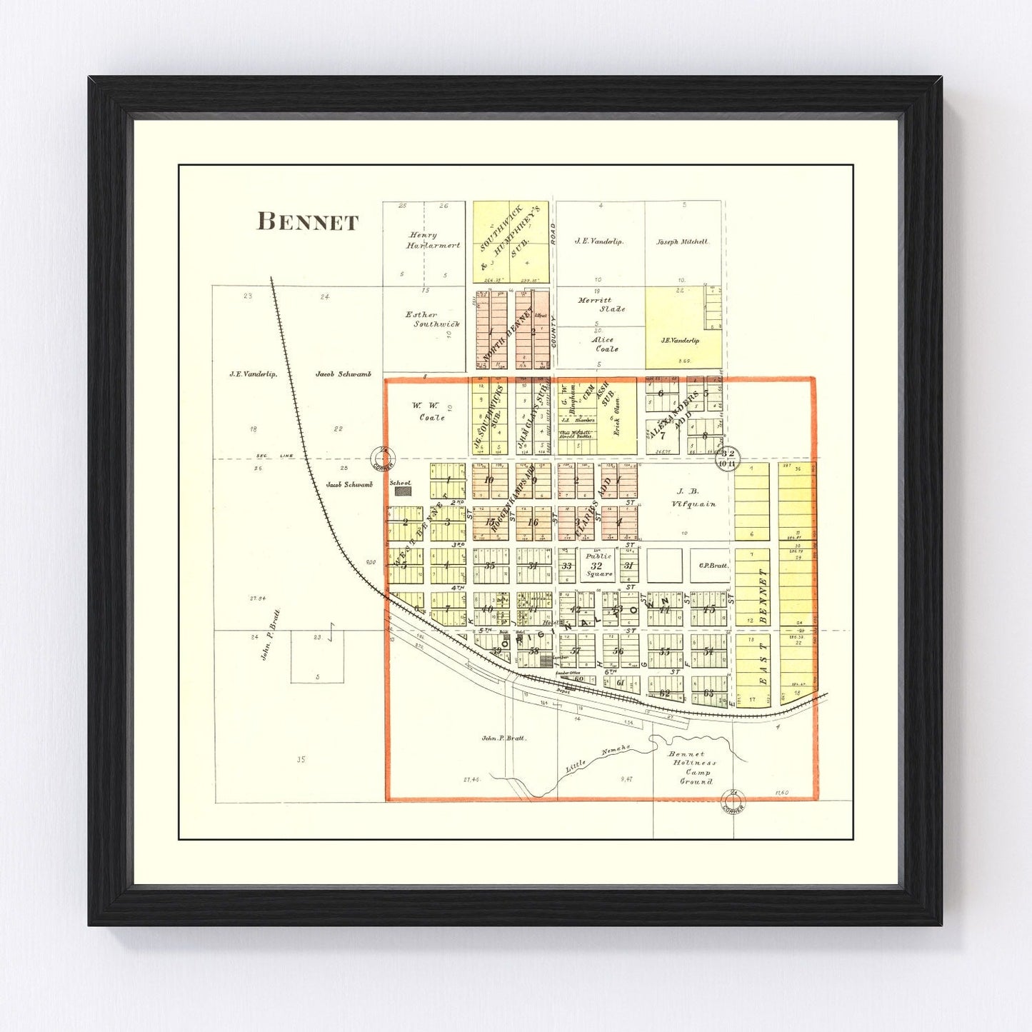 Vintage map of Bennet, Nebraska, 1903