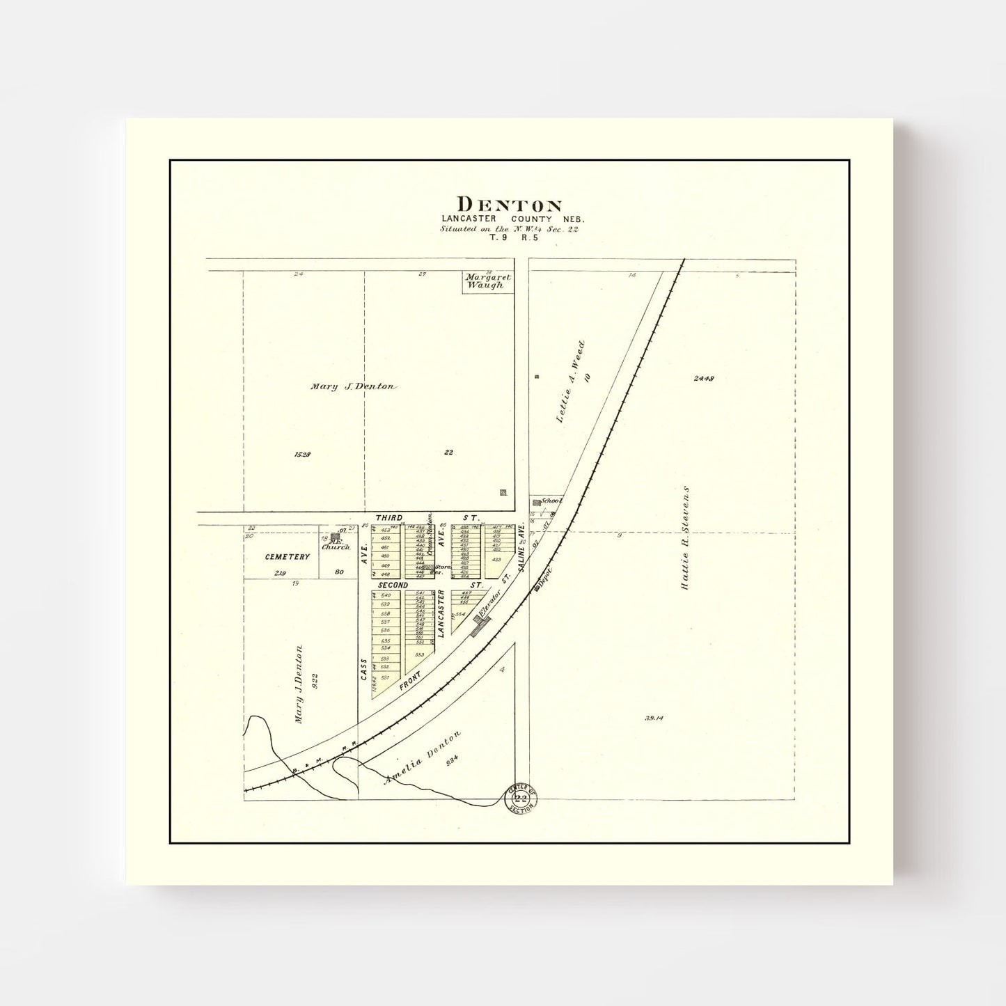 Vintage Map of Denton, Nebraska, 1903