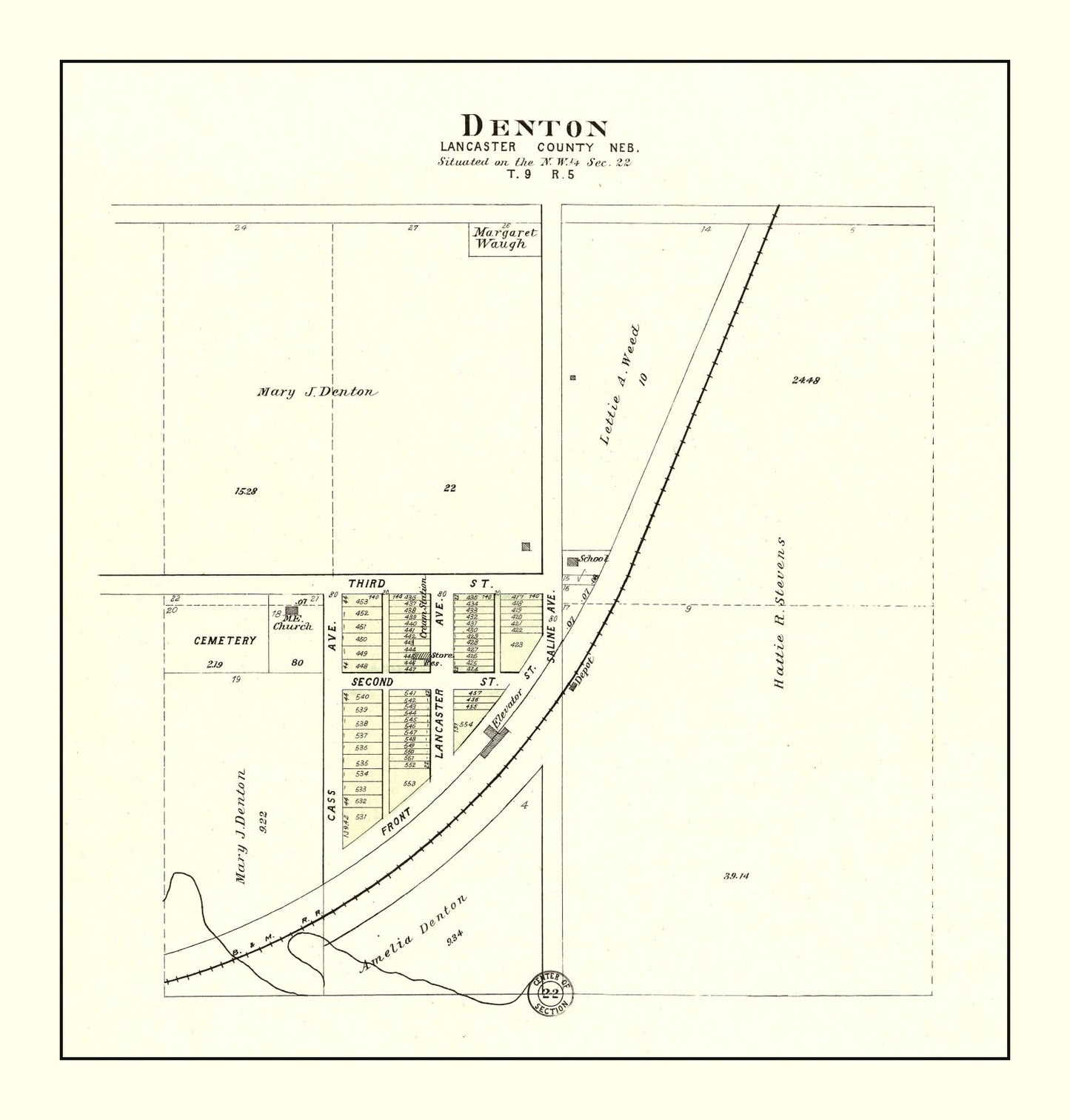 Vintage Map of Denton, Nebraska, 1903