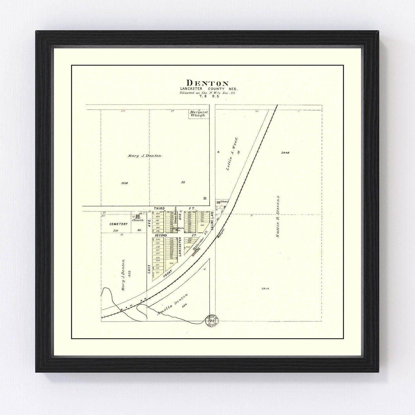 vintage map of Denton, Nebraska, 1903