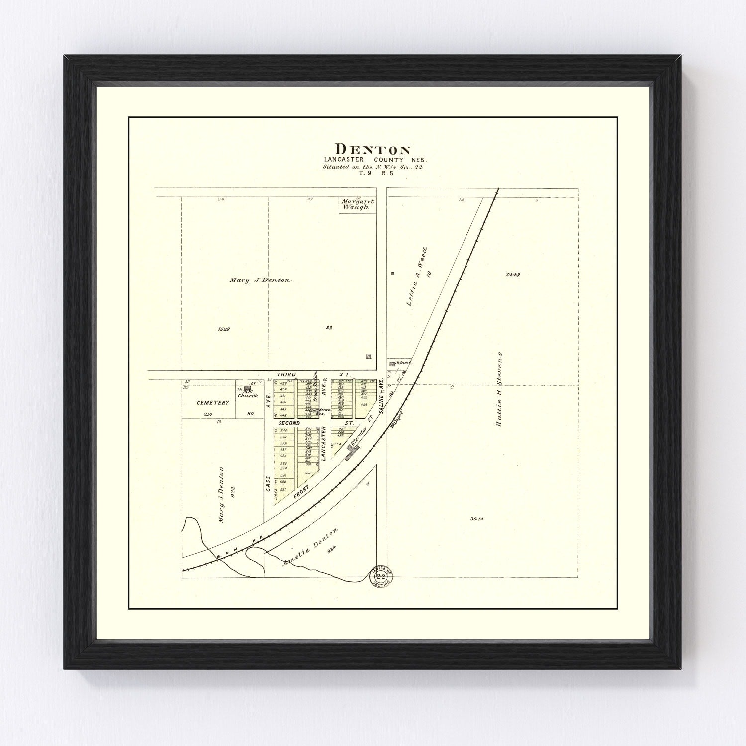 vintage map of Denton, Nebraska, 1903