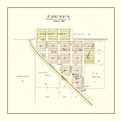 Vintage Map of Cheney, Nebraska, 1903