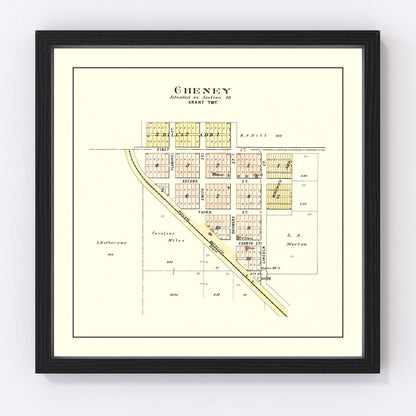 Vintage map of Cheney, Lancaster County, Nebraska, 1903, digitally restored print