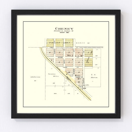 Vintage map of Cheney, Lancaster County, Nebraska, 1903, digitally restored print