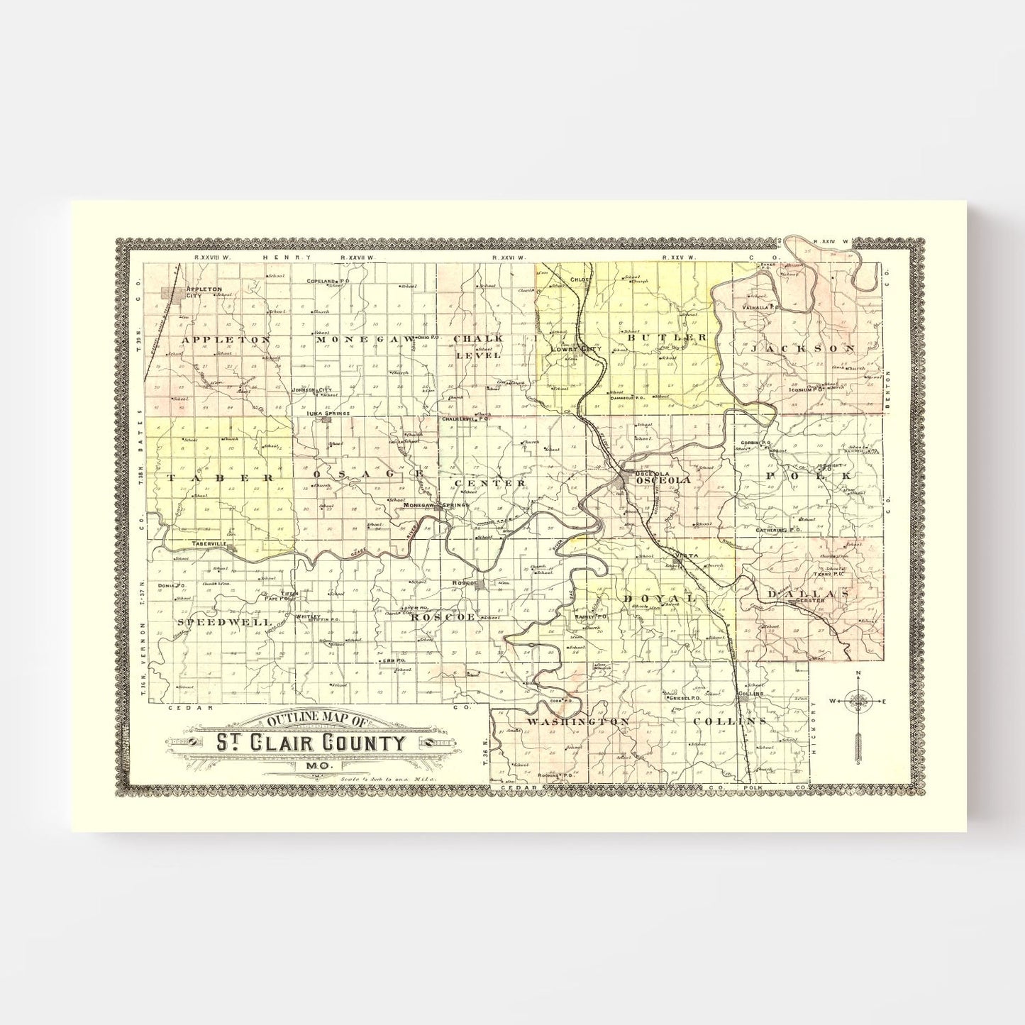 Vintage Map of Saint Clair County, Missouri, 1903