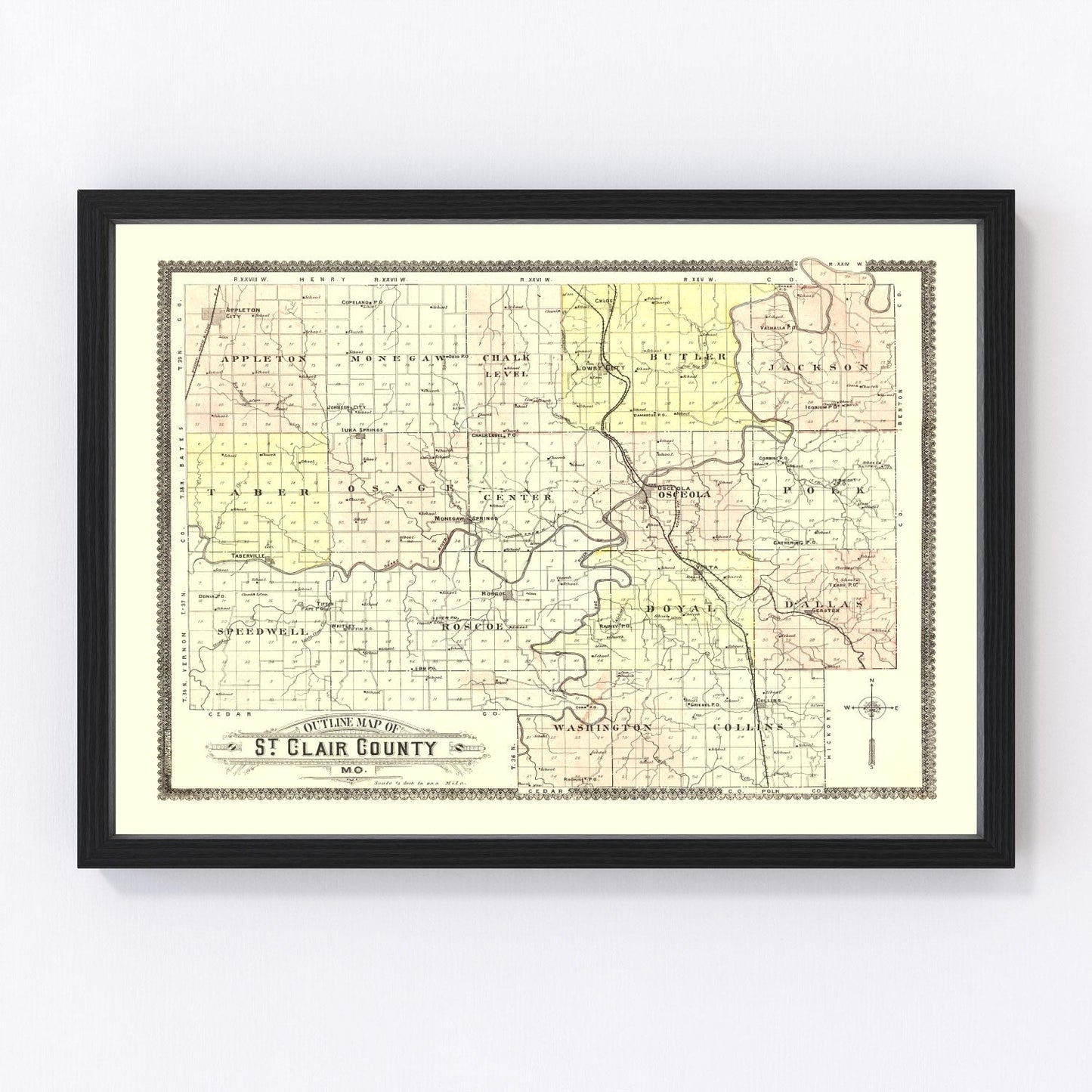 Vintage map of Saint Clair County, Missouri, 1903