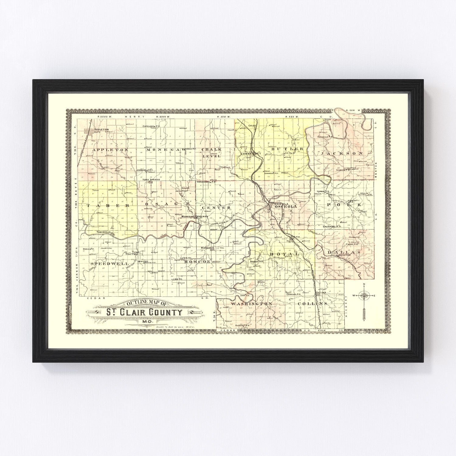 Vintage map of Saint Clair County, Missouri, 1903