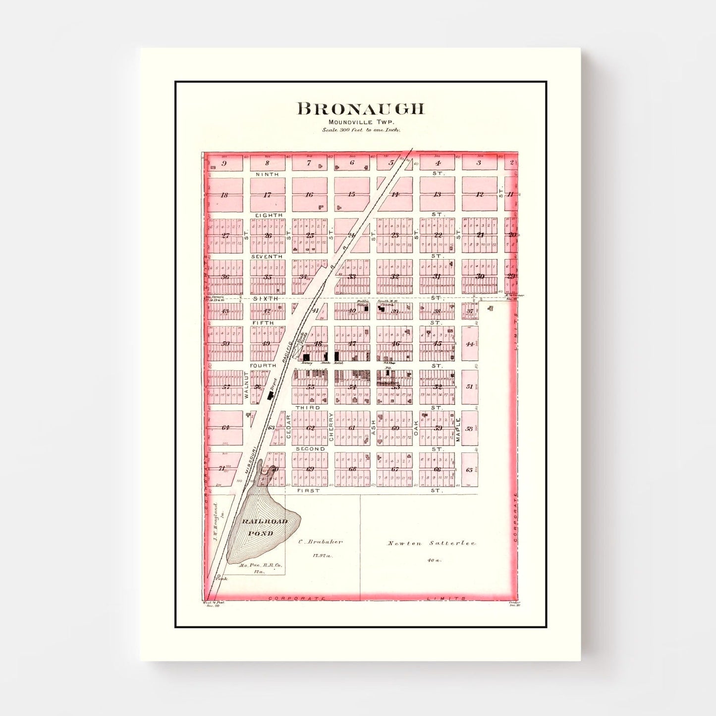 Vintage Map of Bronaugh, Missouri 1903 Wall Art