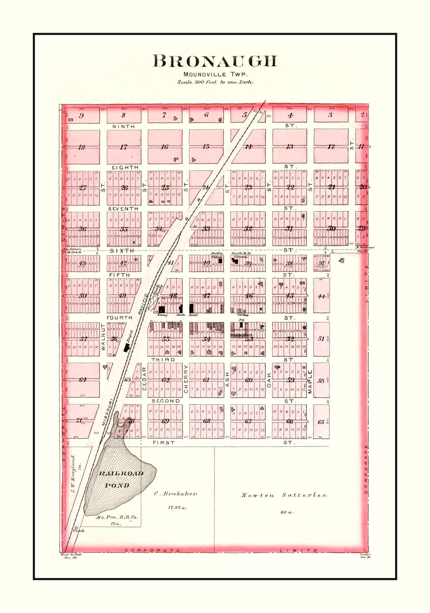 Vintage Map of Bronaugh, Missouri 1903 Wall Art