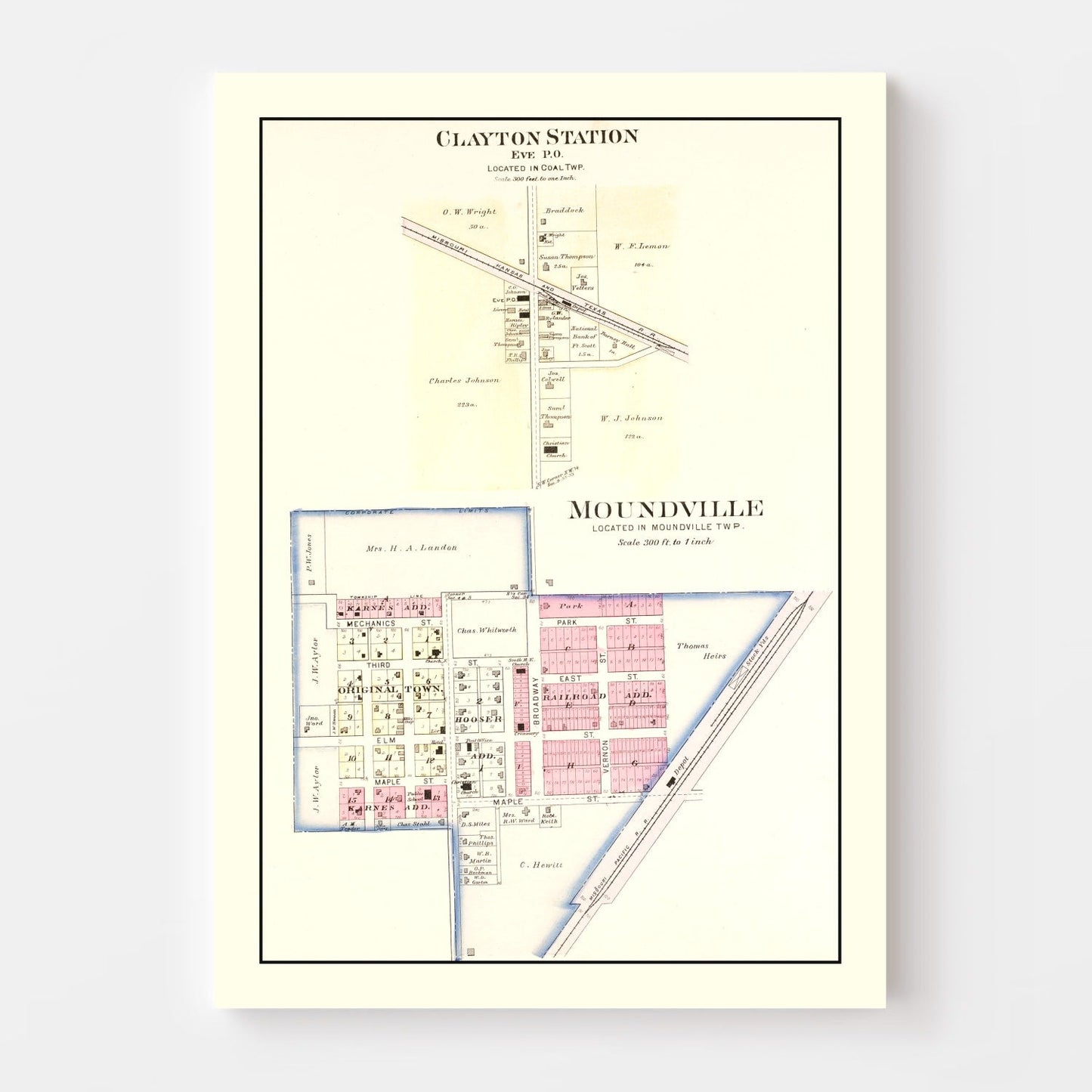 Vintage Map of Moundville, Missouri, 1903