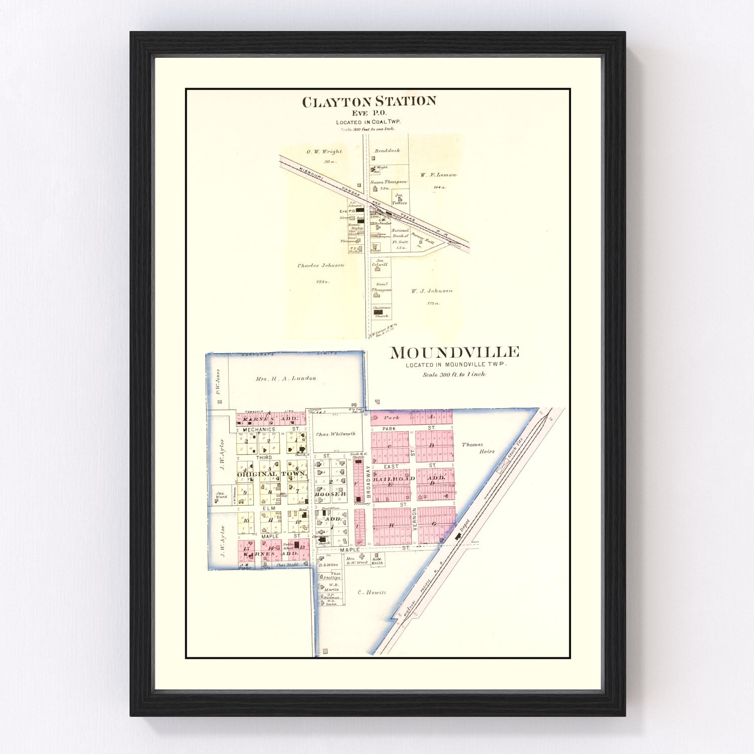 vintage map of Moundville, Missouri, 1903