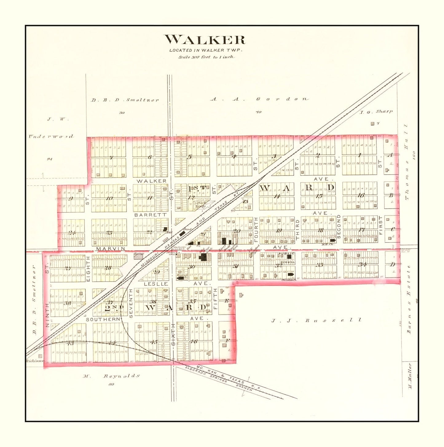 Vintage Map of Walker, Missouri 1903