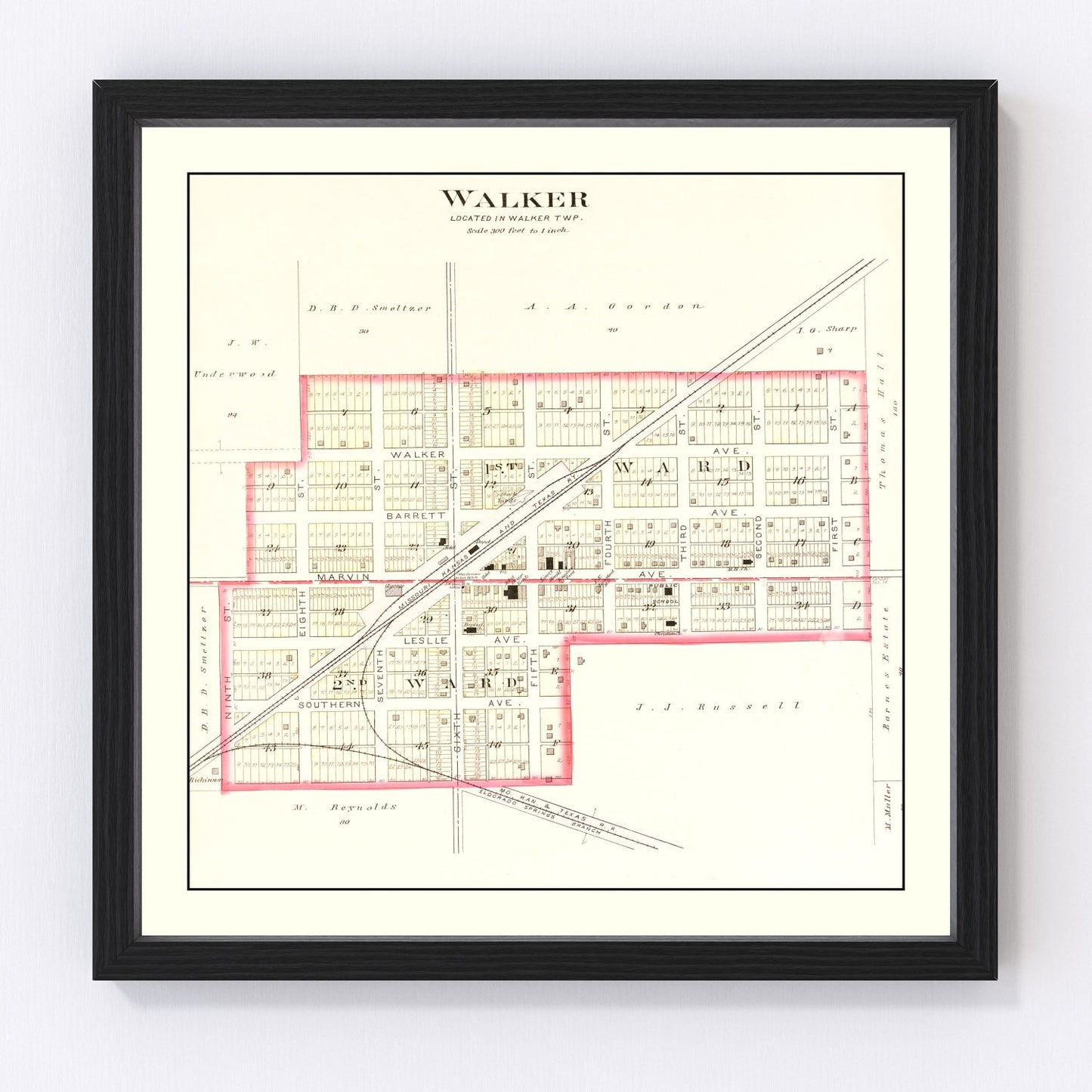 Vintage map of Walker, Missouri, 1903, Vernon County