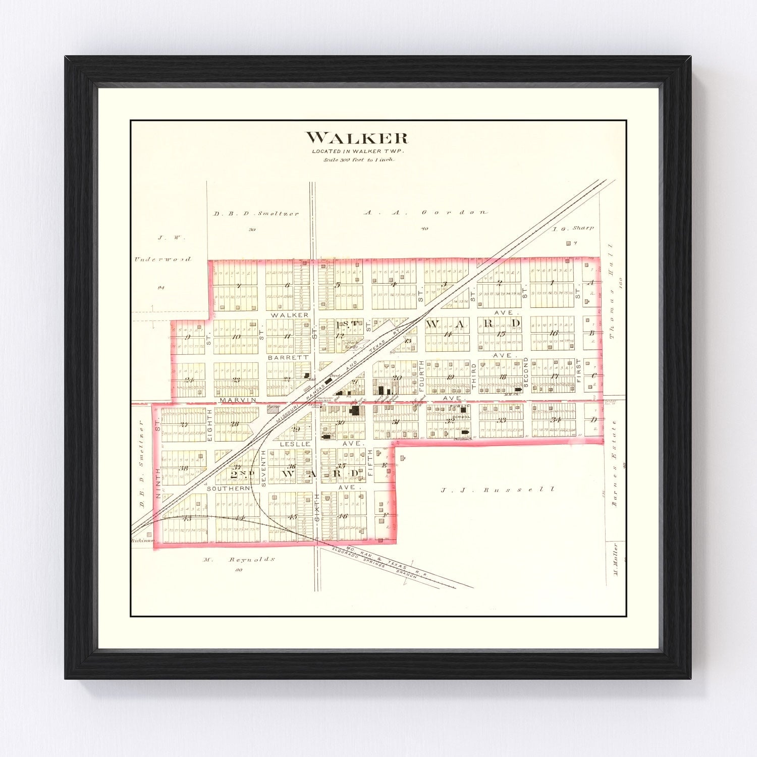 Vintage map of Walker, Missouri, 1903, Vernon County