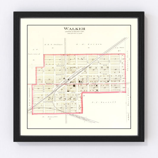 Vintage map of Walker, Missouri, 1903, Vernon County