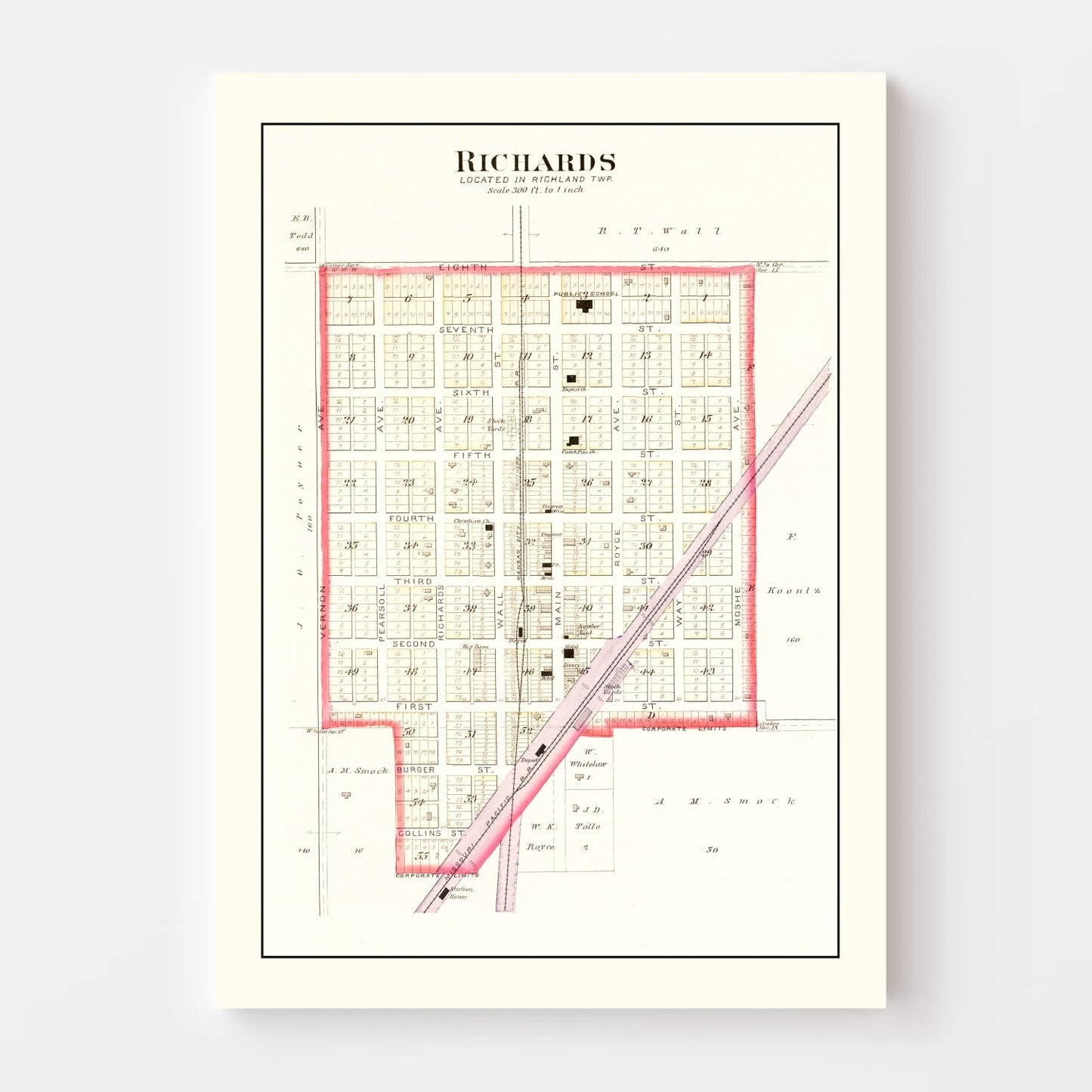 Vintage Map of Richards, Missouri, 1903