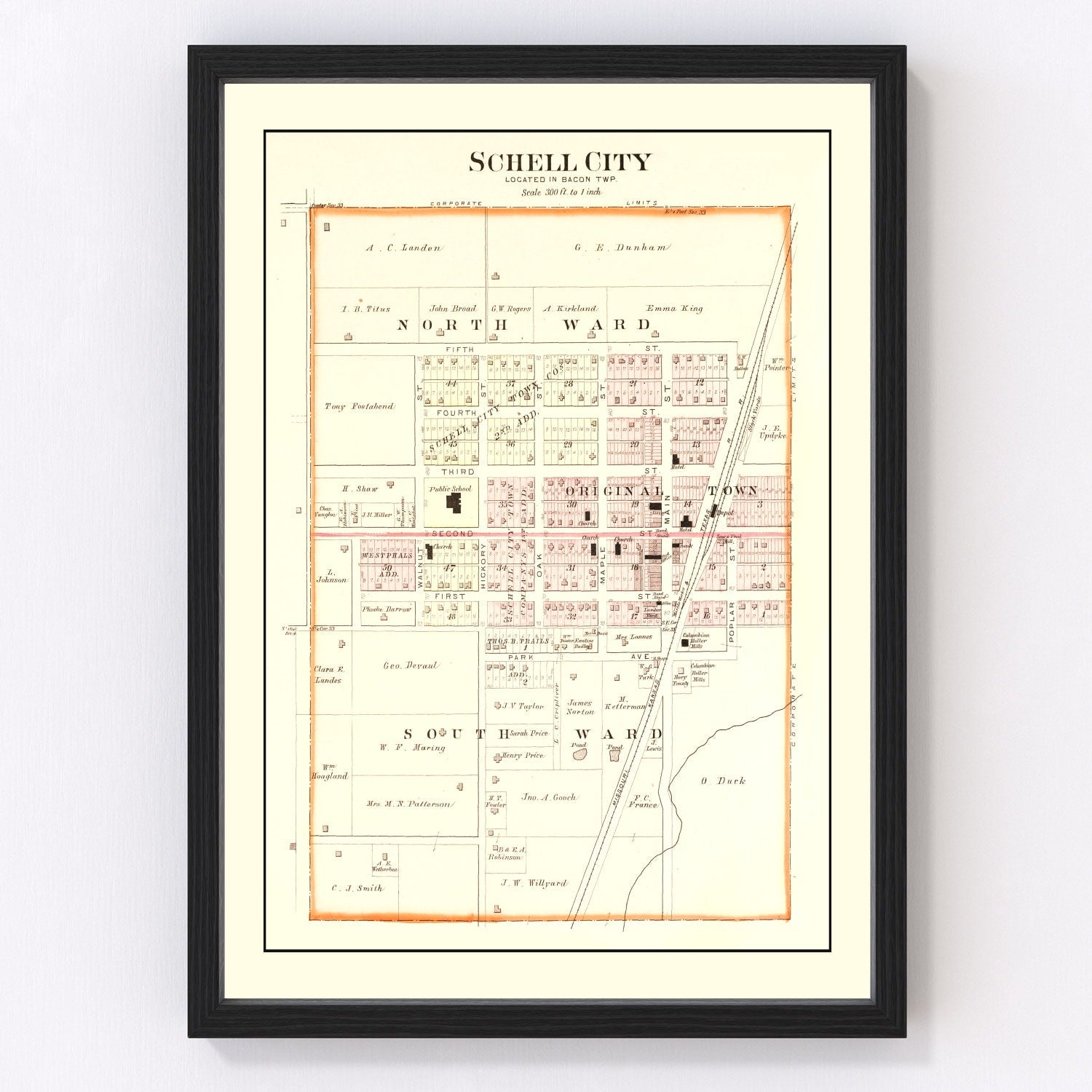 vintage map of Schell City, Missouri, 1903