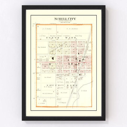 vintage map of Schell City, Missouri, 1903
