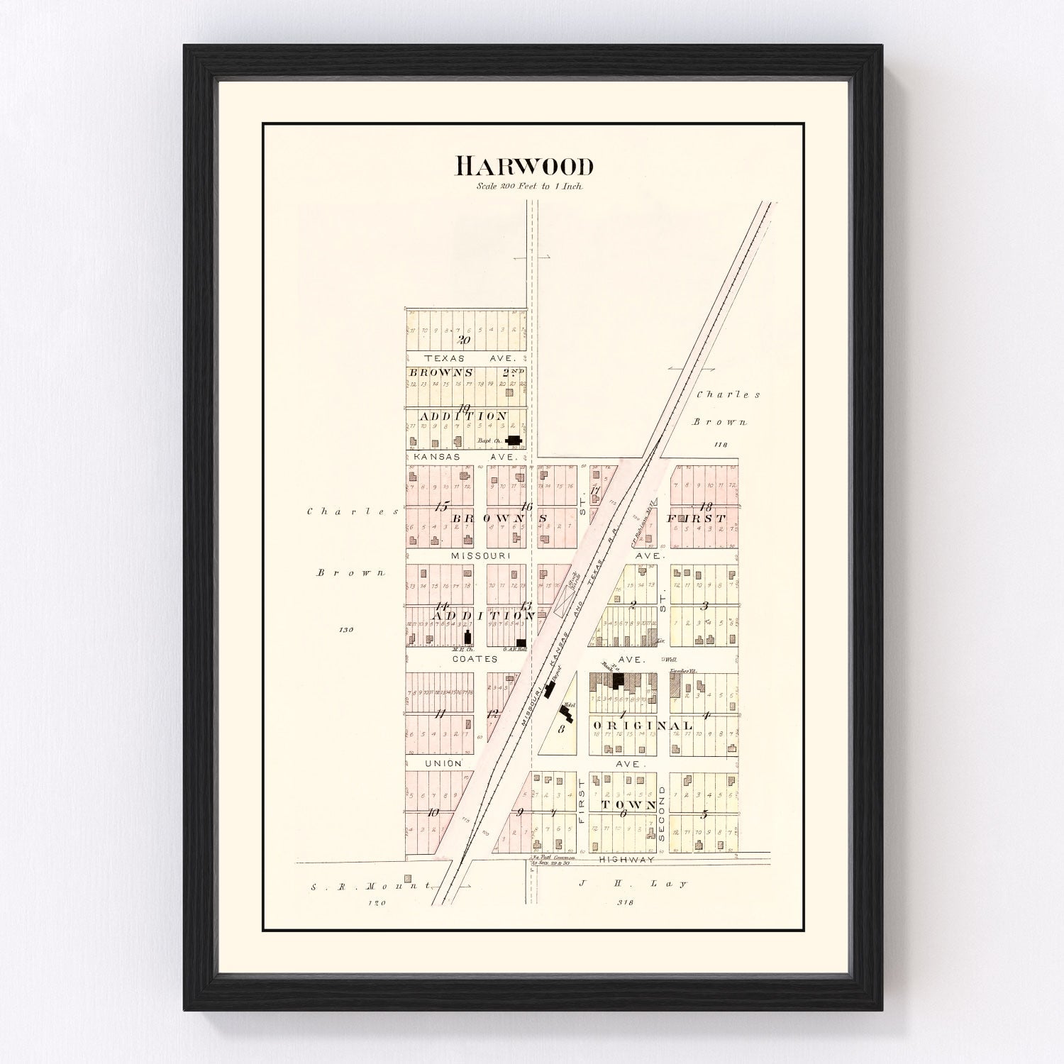 Vintage map of Harwood, Missouri, 1903