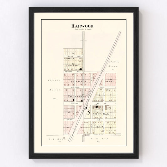 Vintage map of Harwood, Missouri, 1903