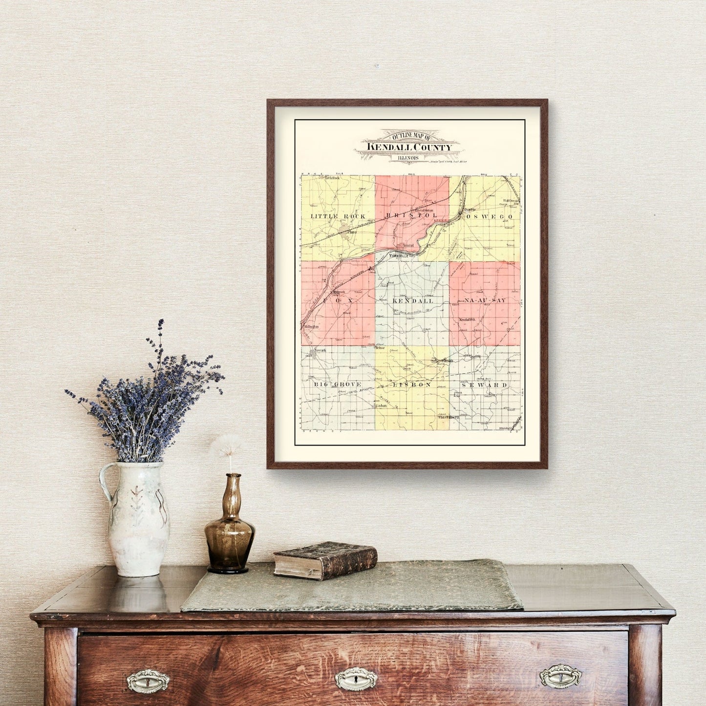 Vintage Map of Kendall County, Illinois, 1903