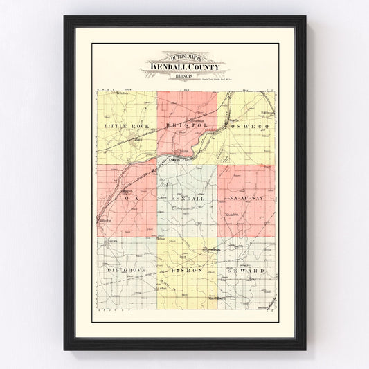Vintage map of Kendall County, Illinois, 1903